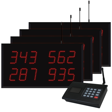 Multi-Number (4 by 3-Digit) MultiPage Four-Display Visual-Pager System
