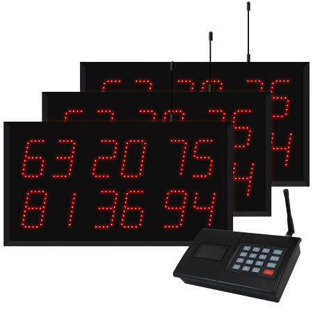 Multi-Number (6 by 2-Digit) Triple-Display Visual-Pager System