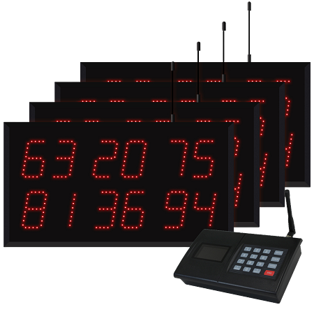 Multi-Number (6 by 2-Digit) Four-Display Visual-Pager System