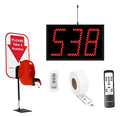 3 Digit Take A Number Wireless Jumbo System with Counter Ticket Dispenser