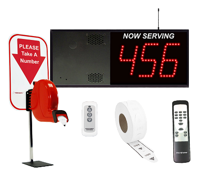 3-Digit Wireless LED Take-A-Number VoiceBox System with Counter Top Stand