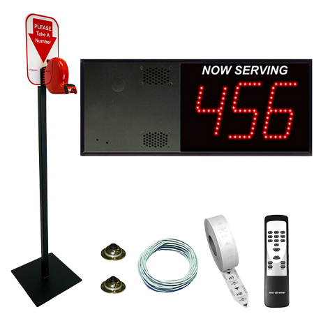 3 Digit Take A Number System with VoiceBox Display & Floor Stand Ticket Dispenser