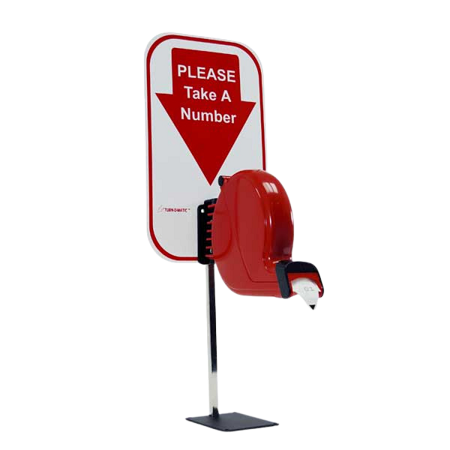 B80 Turn-O-Matic Take A Number Ticket Dispenser Kit - Free Ticket Roll