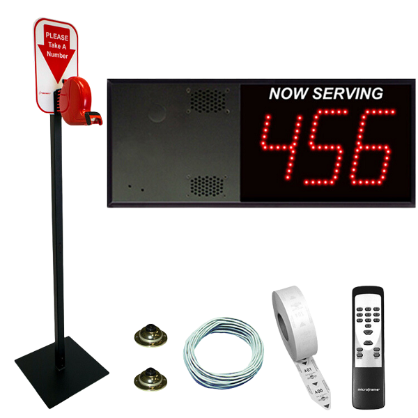 3 Digit Take A Number System with VoiceBox Display & Floor Stand Ticket Dispenser 