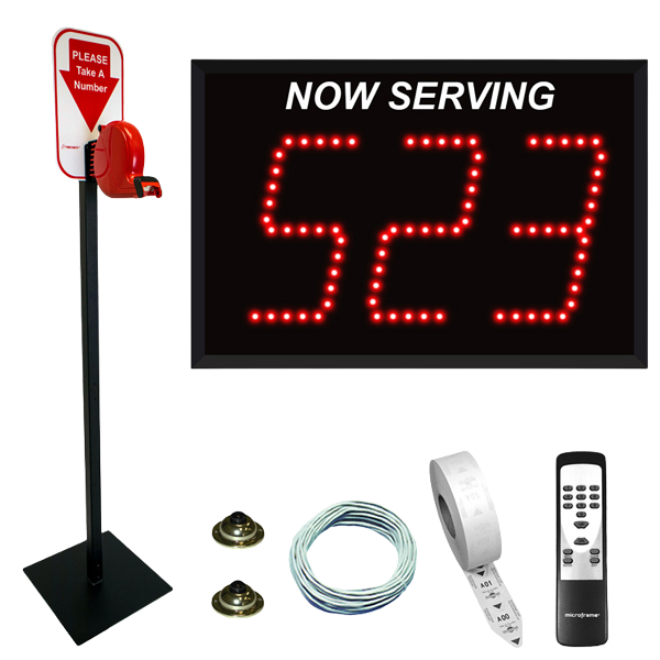 3-Digit Take A Number System with Floor Ticket Dispenser 
