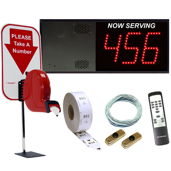 3 Digit Take A Number VoiceBox System & Counter Top Ticket Dispenser 
