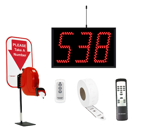 3 Digit Take A Number Wireless Jumbo System with Counter Ticket Dispenser 