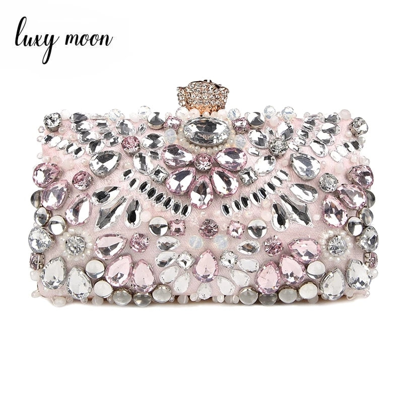 Luxy Moon Crystal Bucket Bag for Women Multicolor Rhinestone Beaded Ladies  Handbag New 2020 Luxury Shoulder Bag ZD1570